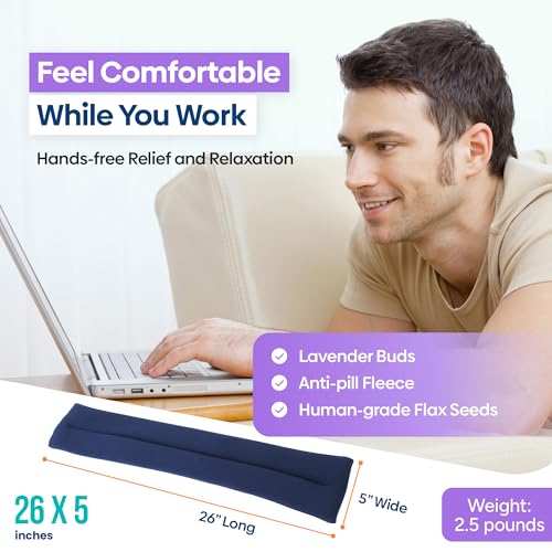 SunnyBay Lavender Heating Pad, Neck and Shoulder Wrap, 26x5 inch - color: Navy Blue