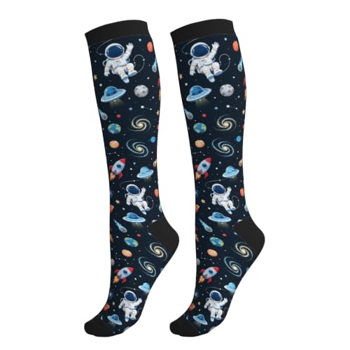 Compression Socks Women and Men 15-20mmHg-Circulation Support Socks for Athletic Running Cycling - color: Astronaut