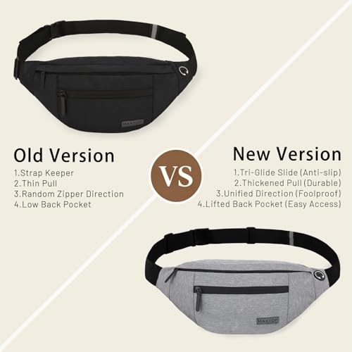 MAXTOP Large Fanny Pack for Women Men Crossbody Bag with 4-Zipper Pockets - color: Black, size: Large