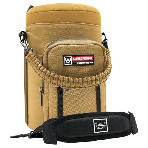 NATURE PIONEOR 26-128 oz Insulated Water Bottle Carrier Holder with Strap - color: Brown, size: One Gallon