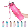 EYQ 32oz Water Bottle with Straw, Sports Bottle with Time Marker - color: R