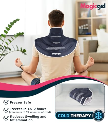 Magic Gel Ice Pack for Neck and Shoulders, Reusable Cervical Ice Pack Wrap for Neck Pain Relief, Flexible Gel Cold Pack for Shoulder Surgery Recovery, Rotator Cuff Injuries, Physical Therapy - Large - style: Large