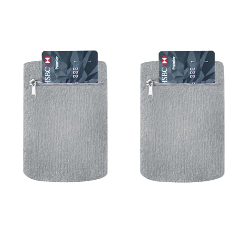 2 Pack Wrist Pouch for Men and Women, Wristband Pocket with Zipper for Running, Basketball, Tennis, Travel, Gym and Any Other Sports - color: Light Grey
