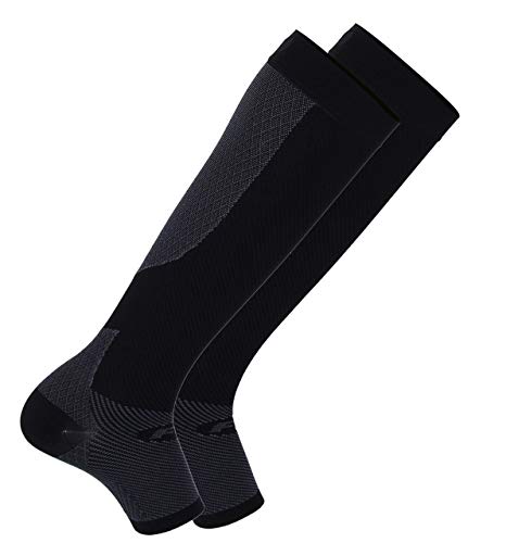 OS1st FS6+ Performance Foot/Calf Sleeves for Plantar Fasciitis pain relief, heel pain, shin splints and arch support (Black, Small) - color: Black