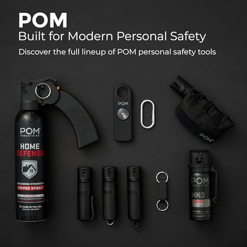 POM Pepper Spray & Personal Alarm Safety Kit – OC Self Defense Keychain Spray & Loud Emergency Alarm for Campus Safety, Women & Students - color: Black X Black, style: Keychain Model
