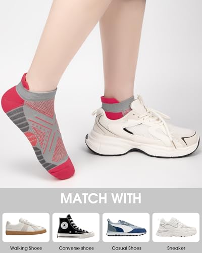 Womens Compression Ankle Crew Socks, Breathable Cushioned Socks - color: Pink Blue Orange Yellow Green Grey, size: 9-11