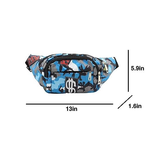 AIBEARTY Fashion Fanny Pack Small Checkered Waist Pack Belt Waist Bag Pack Pouch with Adjustable Strap for Sport Running,Camping,Trip - color: Blue 02