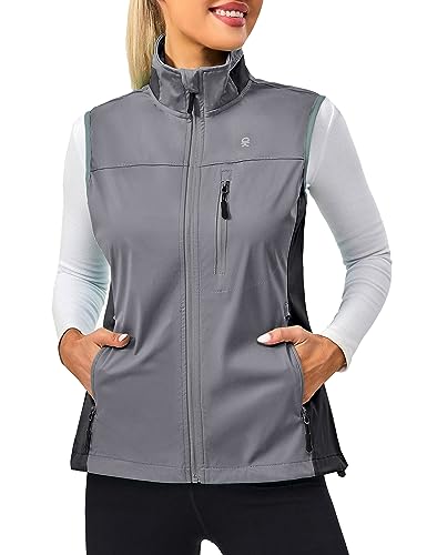 Little Donkey Andy Women's Lightweight Vest Windproof Sleeveless Jacket - color: Gray, size: Medium
