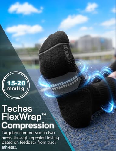Juclise Men's Compression Running Crew Socks, 3 Pairs - color: Classic Black +Glacier White+cobalt Blue, size: X-Large