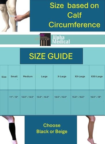 Alpha Medical Calf and Shin Sleeve -Graduated Compression -Cool Elastic - color: Beige, size: Medium
