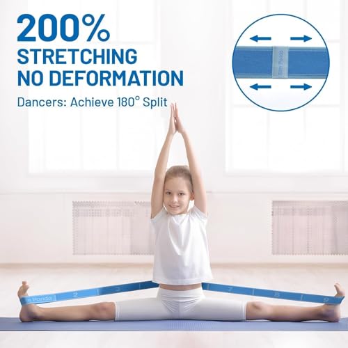 Slim Panda Stretch Strap with 9 Loops, Elastic Yoga Straps for Stretching - color: Blue