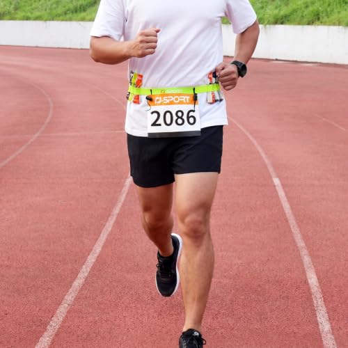 RJ-Sport Race Number Belt with 6 Energy Gel Loops for Triathlon & Marathon - color: 06 Yellow