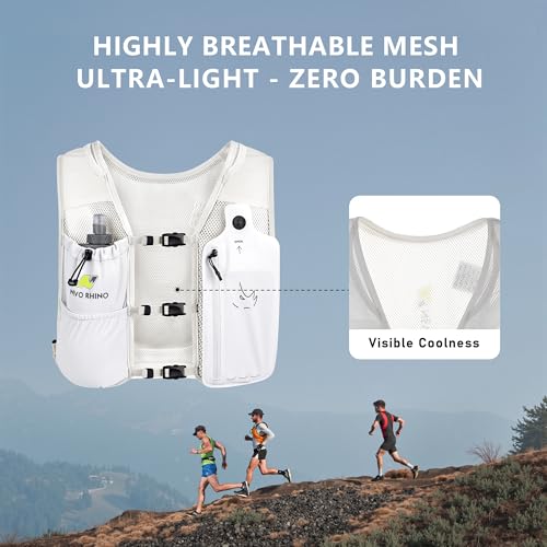 N NEVO RHINO Running Vest with 350ML TPU Soft Flask,Adjustable Chest Straps - color: White