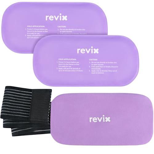 REVIX 2-Pack Gel Ice Packs Reusable, Hot Cold Gel Packs with Straps - color: Purple, size: Medium 10 x 5 Inch