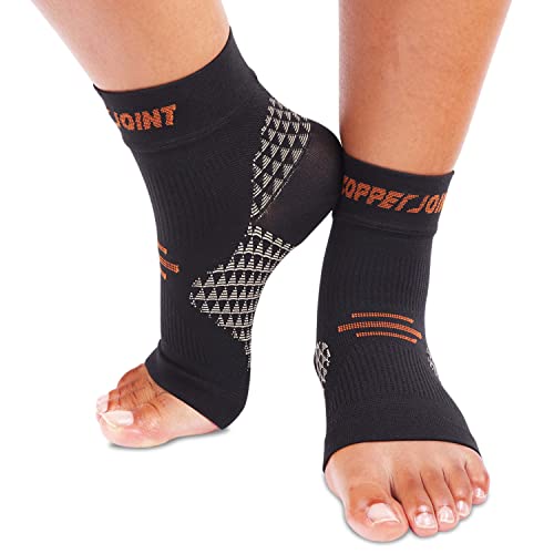 CopperJoint Toeless Compression Foot Sleeves, Surgeon Designed - color: White + Black, size: Small