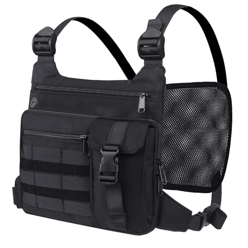 KINGSLONG Running Vest, Chest Bag for Men, Chest Pack, Hiking (A-Black) - color: A-Black