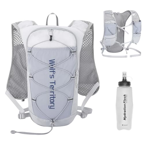 TRIWONDER Hydration Vest Running Backpack for Men & Women, Water Pack for Hiking, Camping, Climbing & Cycling, Lightweight Daypack - color: 02 Grey 5L - with a 350ml Soft Flask