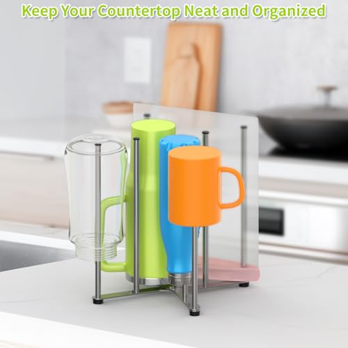 Reusable Bag & Bottle Drying Rack, Collapsible Countertop Organizer - size: Large