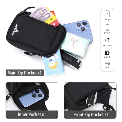 Peicees Small Crossbody Bag for Men Women Mini Sling Bag Travel Running Phone Daypack Cross Body Shoulder Bags with Keyholder - color: Pink