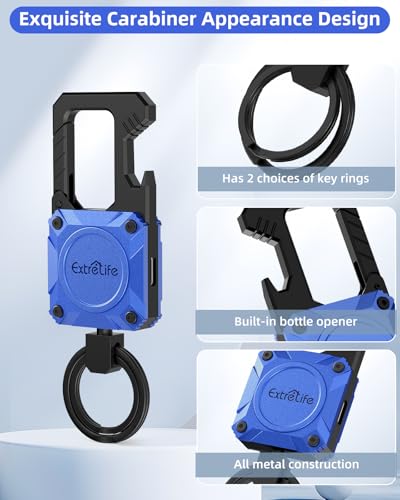 ExtreLife Keychain, Works with Apple Find My, Bottle Opener, Carabiner Car Key Chains with Gps Tracker - color: Ocean Blue