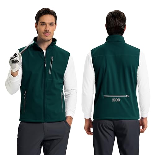 Outdoor Ventures Men's Running Golf Vest Outerwear Lightweight Windproof - color: Dark Green, size: Large