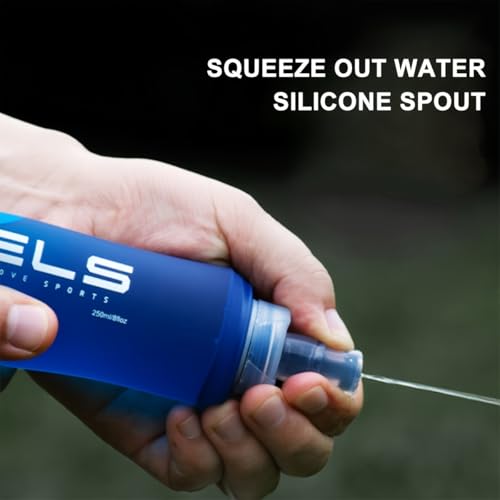 250ml/500ml Soft Flask Water Bottle, Foldable Sports Water Bottle with Silicone Mouthpiece, Lightweight Portable Hydration Pack Bottle for Running, Hiking, Cycling, Marathon,& Outdoor Fitness (250ml) - size: 27 Ounces