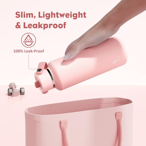 POWCAN 18 oz Water Bottle Insulated: Leakproof, Cold for 24H, CupHodler Friendly, Lid with Straw and Handle, Lightweight, Stainless Steel Water Bottle Kids for Camping, Gift for Girls (Cotton Candy) - color: Cotton Candy