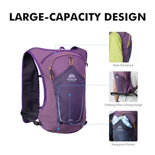 AONIJIE Running Hydration Vest for Men Women 500ml Soft Flask Water Bottle - color: Purple, size: 0.5L