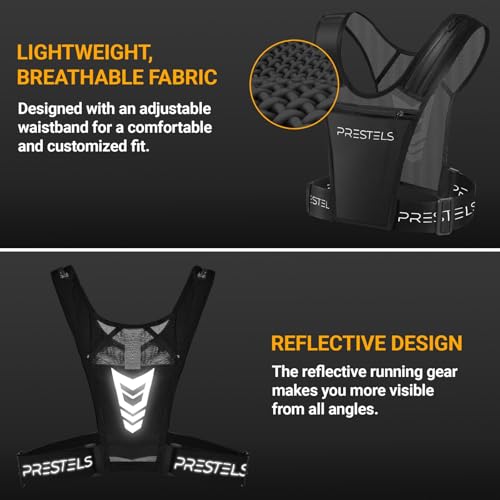 Running Vest Phone Holder for Men & Women, Reflective Running Chest Pack, Adjustable Breathable Vest with Multiple Pockets for Phone, Water Bottle, Keys & Essentials
