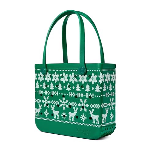 BOGG BAG Medium Tote – 15” x 12.5” x 5” – Essential Bags for Beach, Pool, Boat, Sports, Tailgating, Cruise, Travel - color: Ugly Sweater - Green