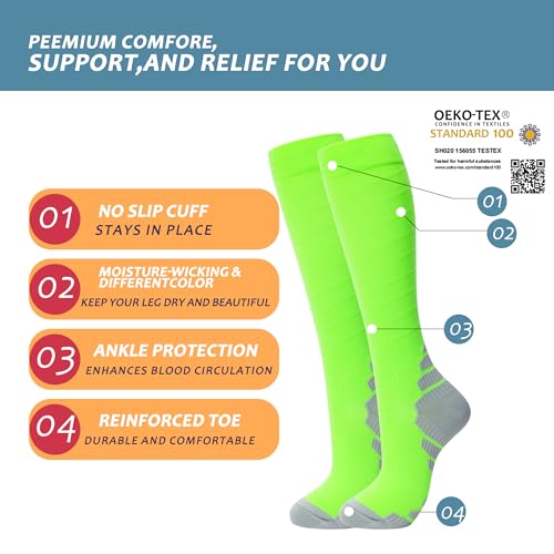 fenglaoda 3 Pairs Compression Socks for Women & Men Knee High Nurse Pregnant Cute Medical Running Travel Athletic - color: 00-3pairs-19, size: Small-Medium