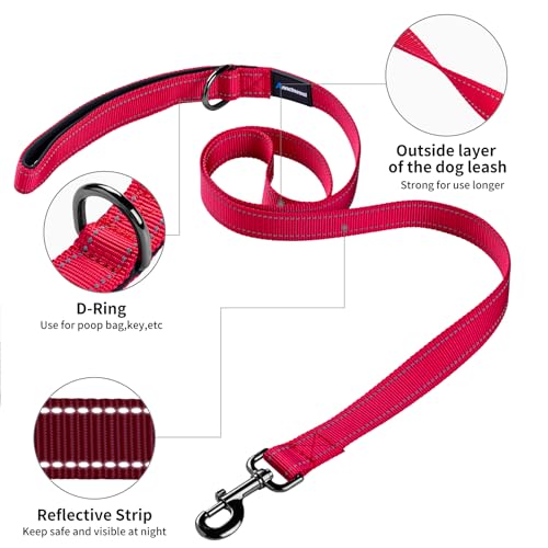Annchwool No Pull Dog Harness with Padded Handle+5 Ft Leash(Red-Set,S) - color: Red Set, size: S