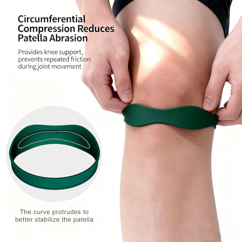 2PCS Patellar Tendon Support Strap - Targeted Knee Pain Relief, 15g Lightweight Design for Basketball, Running, Tennis, Soccer & Hiking, Unisex Silicone Knee Support Bands (Dark green) - color: Dark green