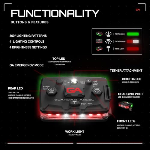 Guardian Angel Elite Safety Light - Red Front & Green Rear - color: Red/Green, size: 1-Pack