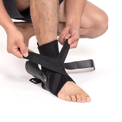 Ankle Brace with Side Stabilizers, Black Nylon and Thick Plastic Side Support Bar for Left and Right Foot Men and Women of Sprain Recovery (Black, X-Large)