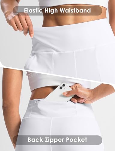 Women's 6"/9" Shorts with Zipper Pocket - color: 9″-white, size: XX-Large