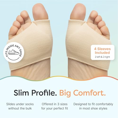 ZenToes Metatarsal Pads for Women, Ball of Foot Gel Cushion Sleeve, Medium - color: Beige, size: Medium