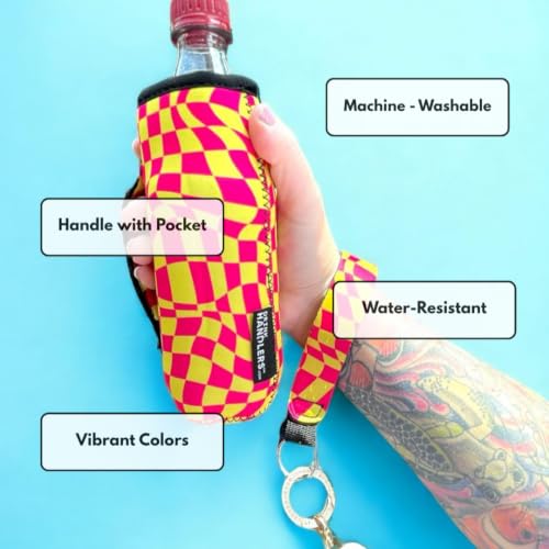 Drink Handlers 16oz-24oz Water Bottle and Soda Bottle Handler - Retro Checkerboard