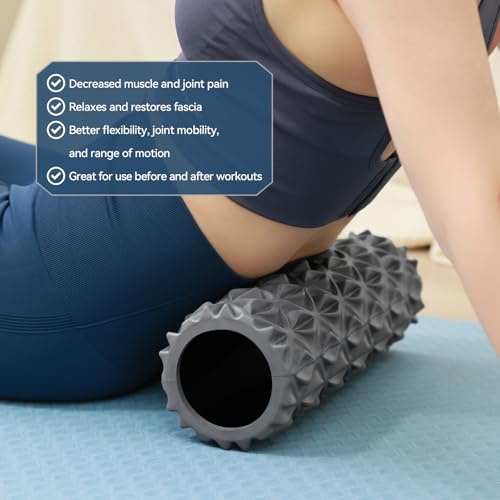 Foam Roller, 15 inch High Density Massage Roller for Exercise - color: Gray