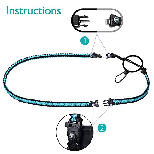 Wongeto Paracord Handle Carrier Holder with Shoulder Strap,Compatible with Hydro Flask Wide Mouth Water Bottles - color: Mint Green/Compass