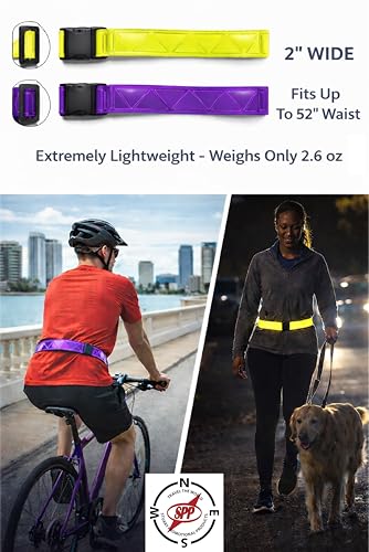 Reflective Running Belt, High Visibility Safety, Adjustable Belt for Running, Walking & Cycling - color: Fluorescent Red / Orange