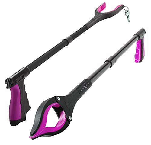 Grabber Reacher Tool - 2 Pack - Latest Version Long 32 Inch Foldable Pick Up Stick - Strong Grip Magnetic Tip Lightweight Trash Picker Claw Reacher Grabber Tool Elderly Reaching - by Luxet (Pink) - color: Pink