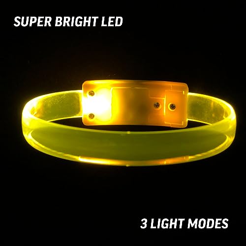 4 Magic Band Pack | Glow in The Dark | Flashing Light up for Concerts | Running Lights for Runners | Glow in The Dark Bracelets | Led Bracelet - color: Yellow