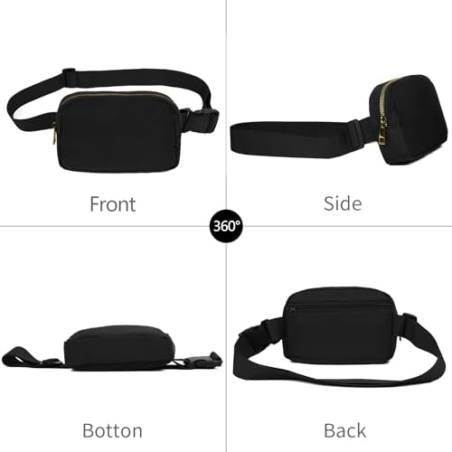 Waist Belt Bag Fashion Fanny Women and Men Gift Waist Pack With Adjustable Strap For Travel Running Hiking Walking Black - color: Black Fanny Pack