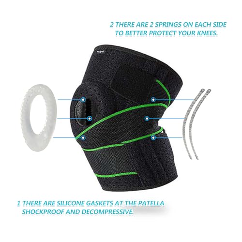 DOUFURT Knee Brace for Men & Women, Side Stabilizers & Patella Gel Pads - color: Green, size: X-Large