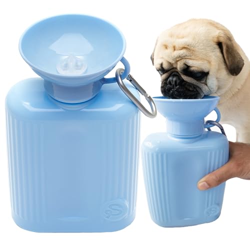 Springland 44oz Classic Portable Dog Water Bottle with Built-in Bowl, Blue - color: Sky Blue, size: 44oz Growler