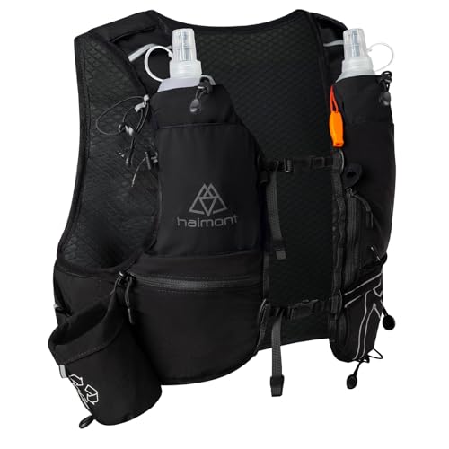 Haimont 8L Trail Running Hydration Vest with Soft Flasks - color: Black, size: Small