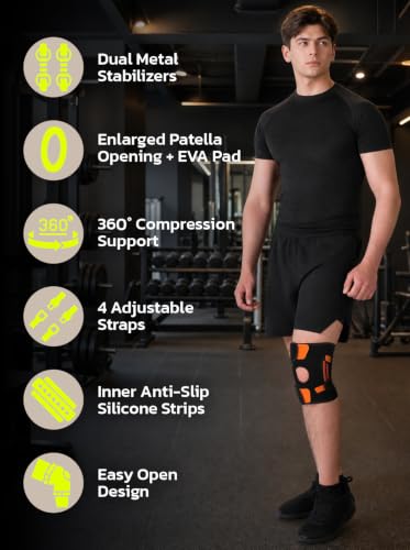 AOFIT Adjustable Knee Brace Metal Springs & Anti-Slip for Sports Gray S - color: Gray-S