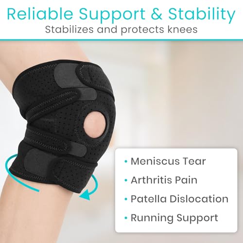 Vive Knee Brace for Meniscus Tear - ACL & Patella Support for Men, Women - color: Black