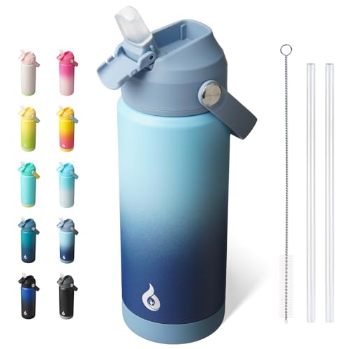 BJPKPK 18oz Insulated Water Bottle, Stainless Steel Bottle with Straw Lid - color: Sky, size: 18 Ounces
